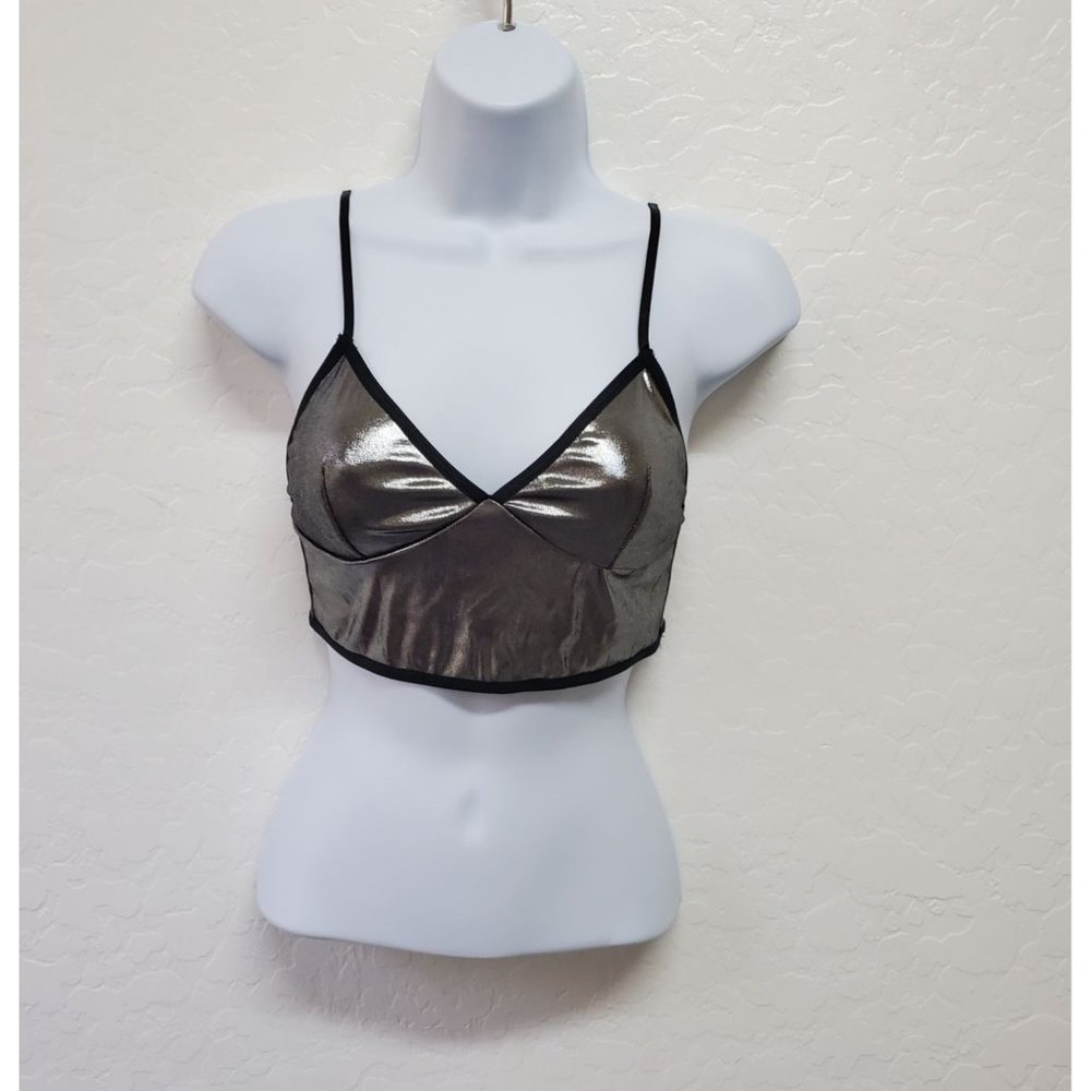 American Apparel Silver Metallic Bralette Small